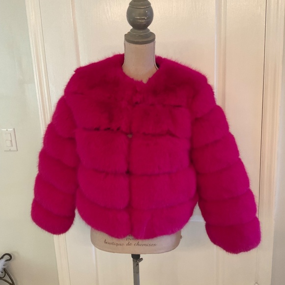 Fashion Pink Faux Fur Jacket Size M - Picture 3 of 9